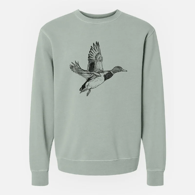 Male Mallard Duck - Anas platyrhynchos - Unisex Pigment Dyed Crew Sweatshirt Sweatshirt Hoodie Collection