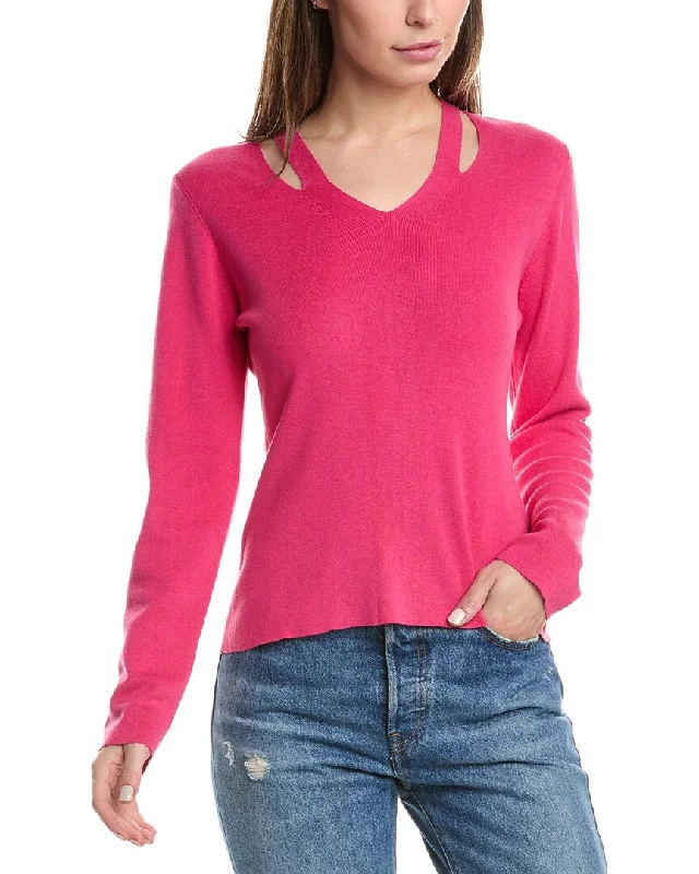 Forte Cashmere Cutout V-Neck Silk & Cashmere-Blend Sweater Travel sweaters