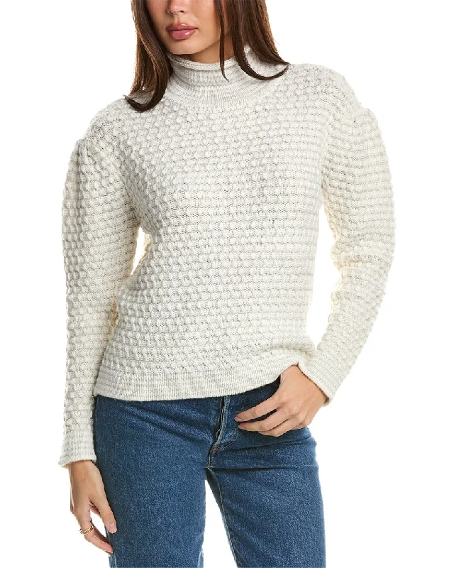 Forte Cashmere Lurex Textured Funnel Wool & Cashmere-Blend Sweater College sweaters