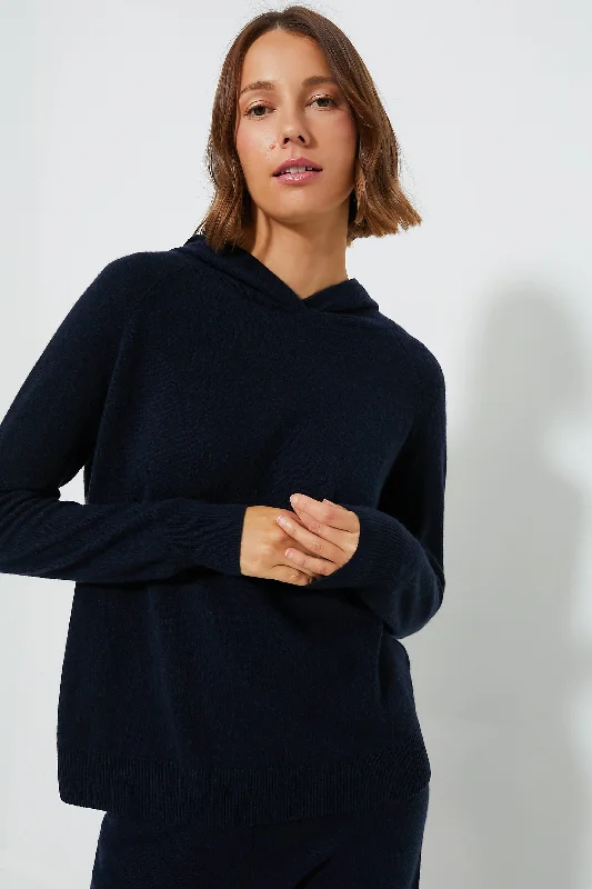 Navy Cashmere Jane Hoodie High-end sweaters