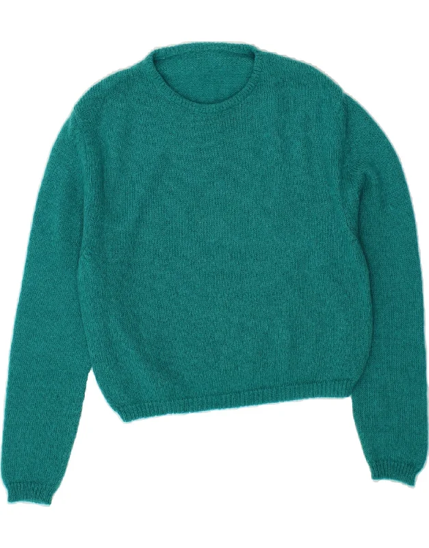 VINTAGE Womens Crew Neck Jumper Sweater UK 12 Medium Turquoise Best value sweaters