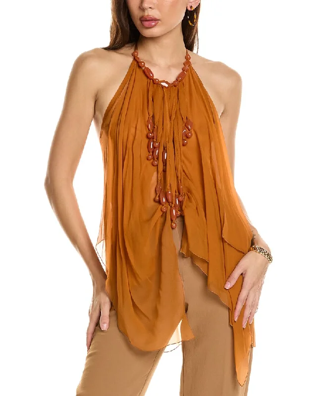 Alberta Ferretti Draped Chiffon Silk Top Wrap unclassified dresses