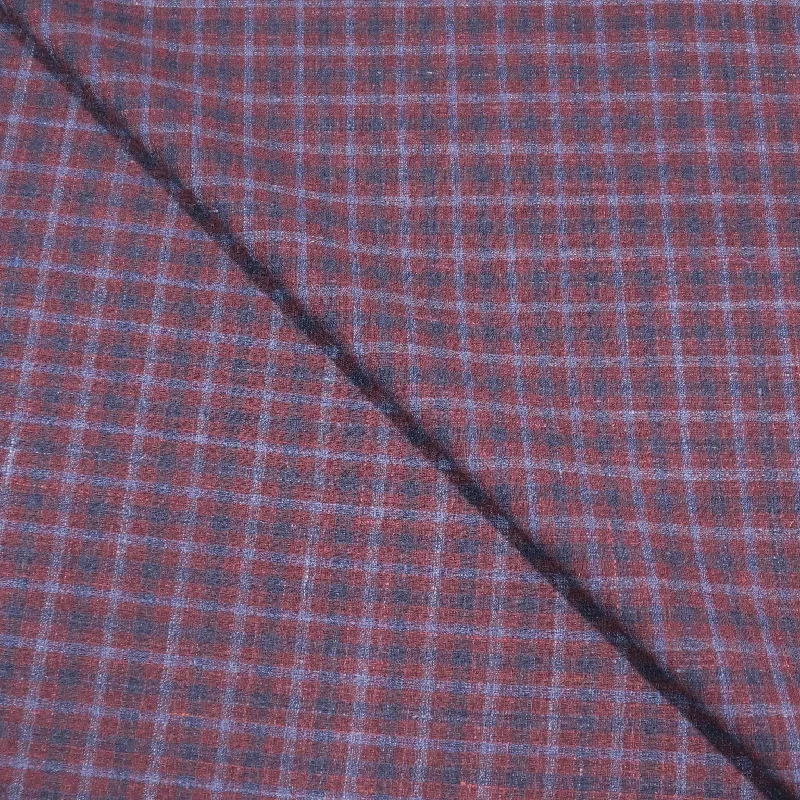 Blue and Wine Small Check Superfine Australian Wool Ermenegildo Zegna Cloth Suiting Fabric Casual unclassified dresses