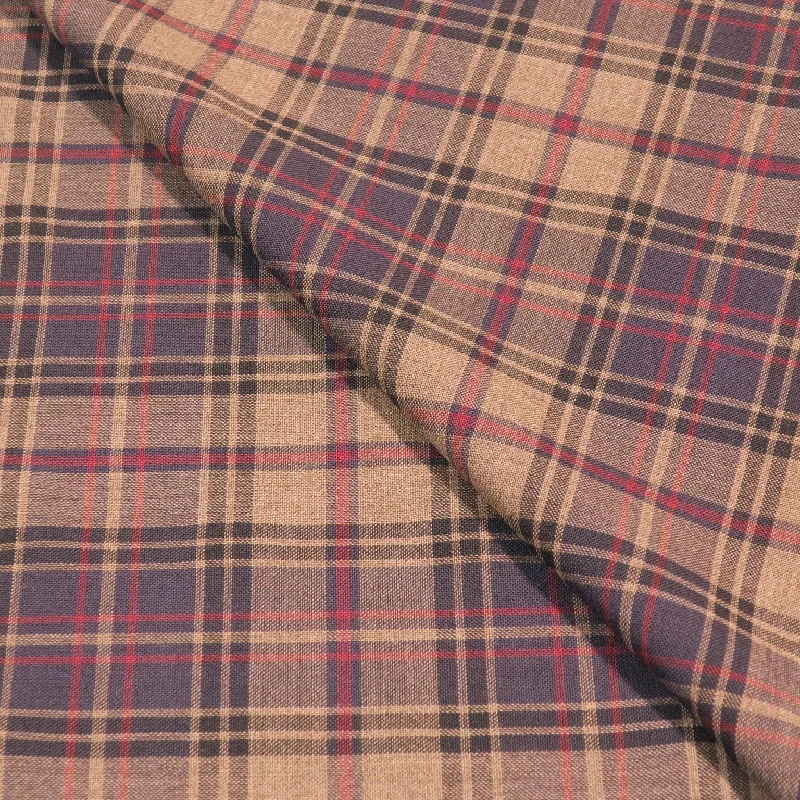 Brown and Blue Plaid Ermenegildo Zegna Cloth Suiting Fabric Silk unclassified dresses