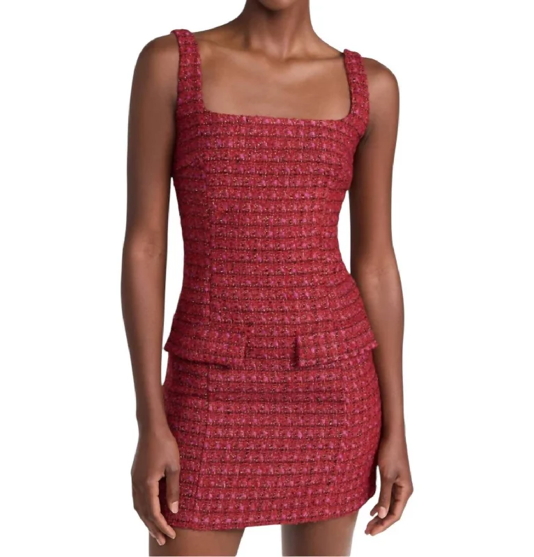 Cecilie Tweed Dress In Red Earthy tone unclassified dresses