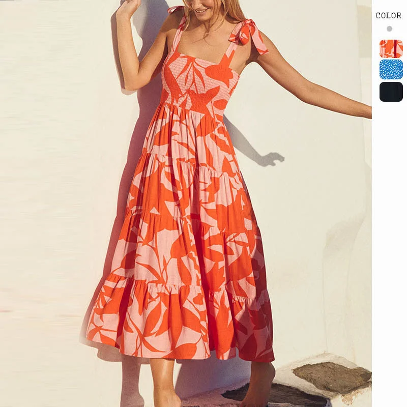 Chic and Elegant Printed Sleeveless Backless Dress Engagement unclassified dresses