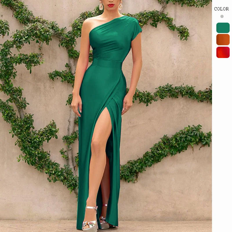 Sensual One-Sleeved Split Gown for Spring/Summer Dress Spring unclassified dresses
