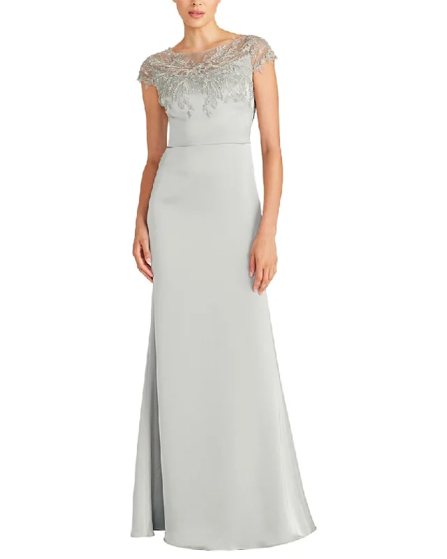 Theia Cosette Applique Satin Gown Trendy unclassified dresses