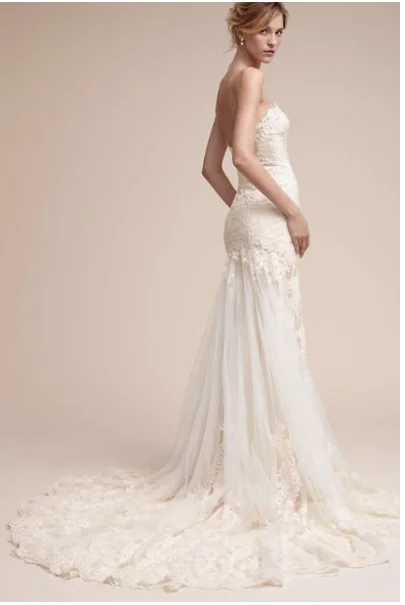 BHLDN Leigh Gown Ivory Cream 39250873 Striped unclassified dresses